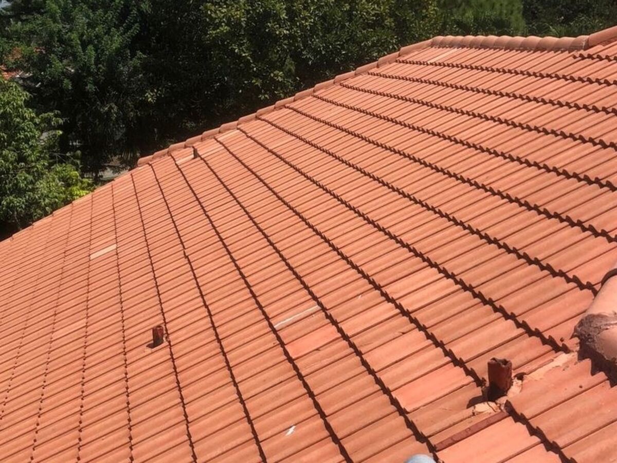 Terracotta roof tiles after a pressure clean
