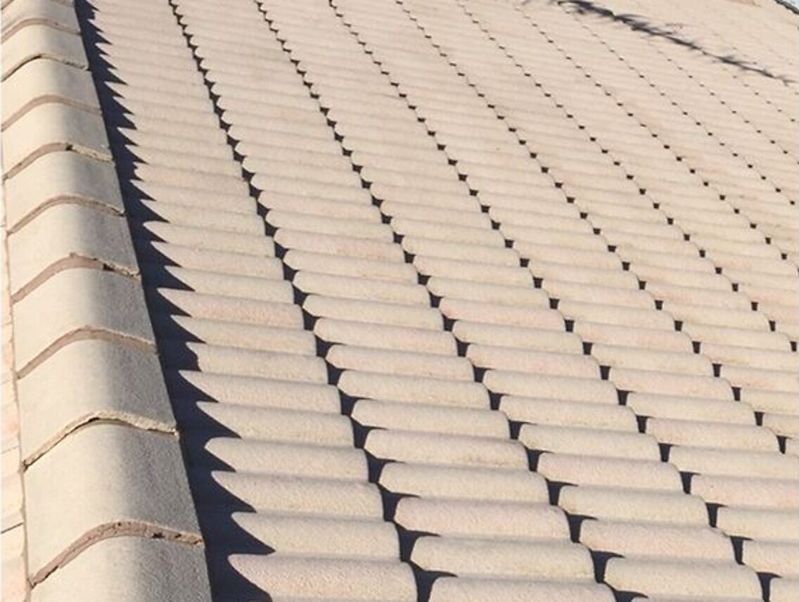 The same tile roof cleaned, pale and even in colour