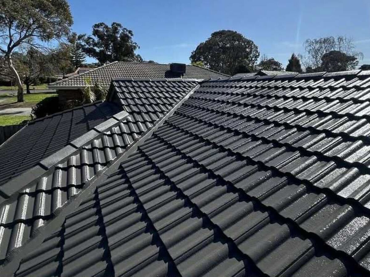 The same roof after cleaning and coating